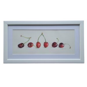 Six cherry illustration in a white frame