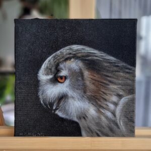 Eurasian eagle owl portrait oil painting