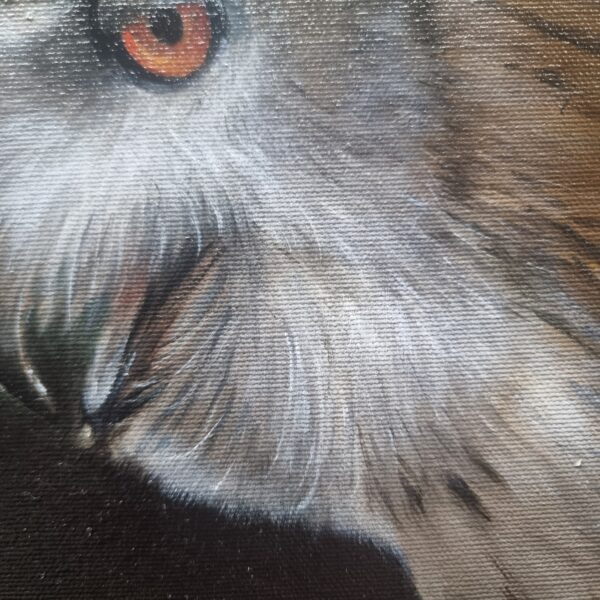 Eurasian eagle owl portrait oil painting