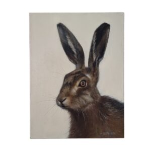 European hare portrait oil painting