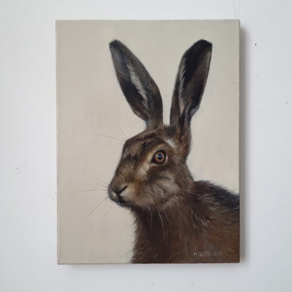 European hare portrait oil painting