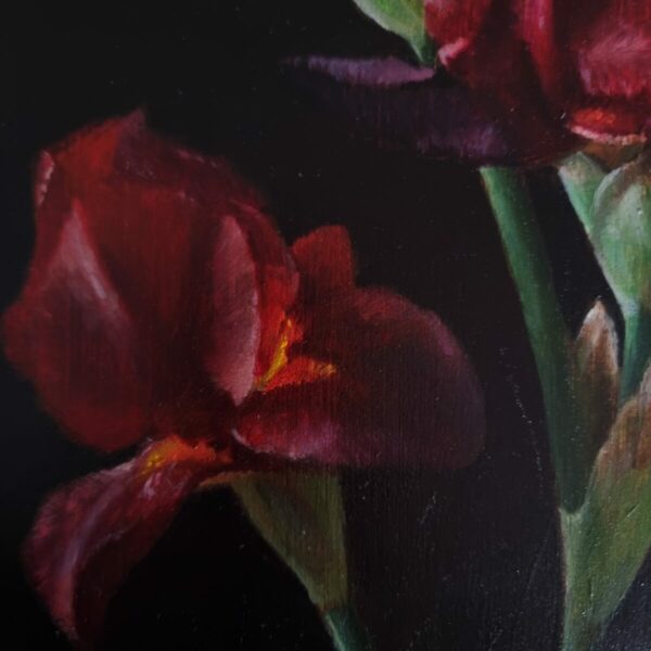 Brown iris in blossom, botanical oil painting - Image 2