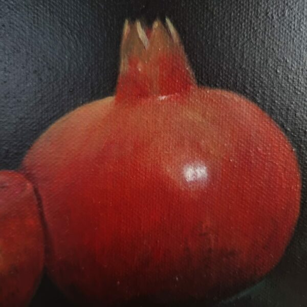 Detail of still life with pomegranates painting