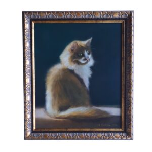 Ginger cat full portrait oil painting