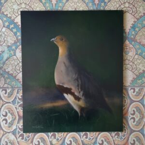 Oil painting of a grey partridge by Marta Gotlība