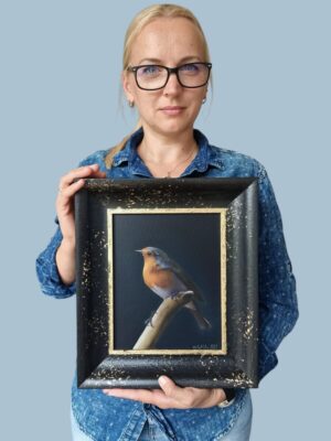 European robin oil painting