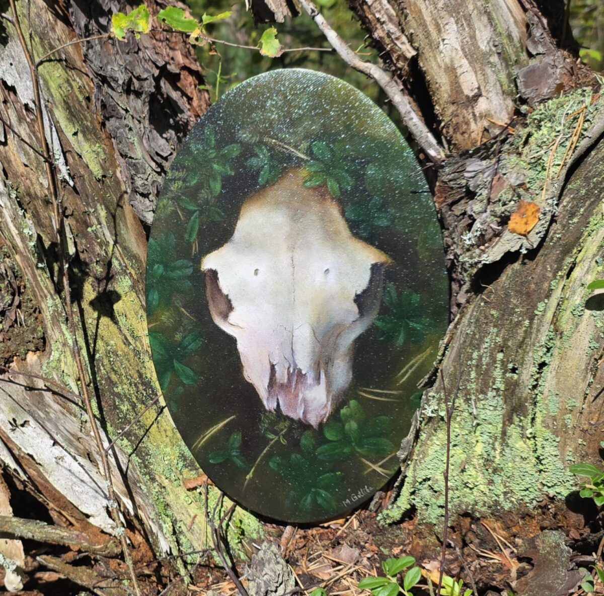 Roe deer skull painting